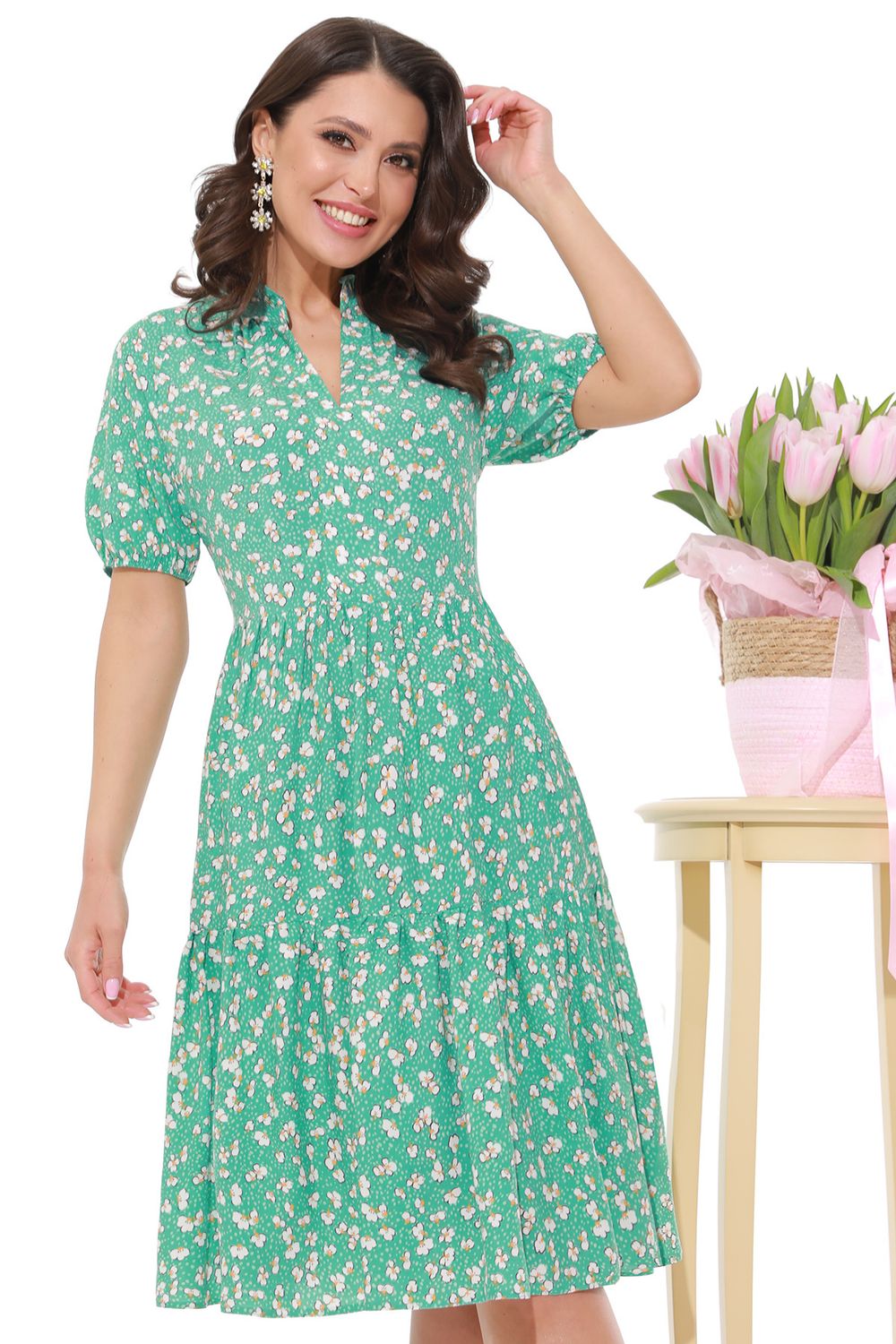 Платье Цветочный парфюм, мята DStrend (Акция)