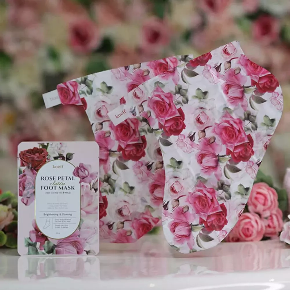 Питательная маска-носочки для ног с экстрактом розы Koelf  Rose petal satin foot mask