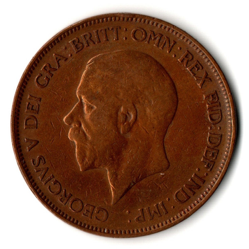 1 пенни 1931 год. Великобритания (Георг V). Бронза, диаметр 30.8 мм. VF