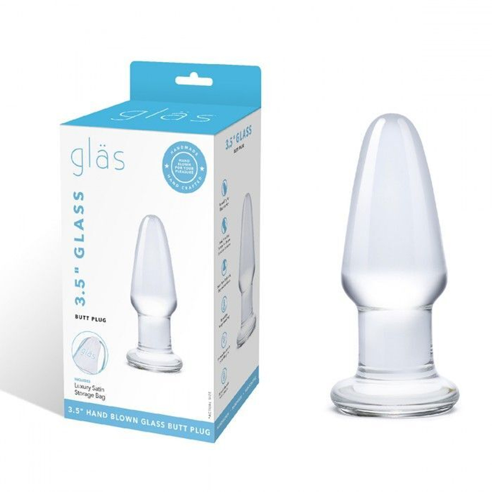 Гладкая стеклянная анальная пробка - 9 см. (Цвет: прозрачный)