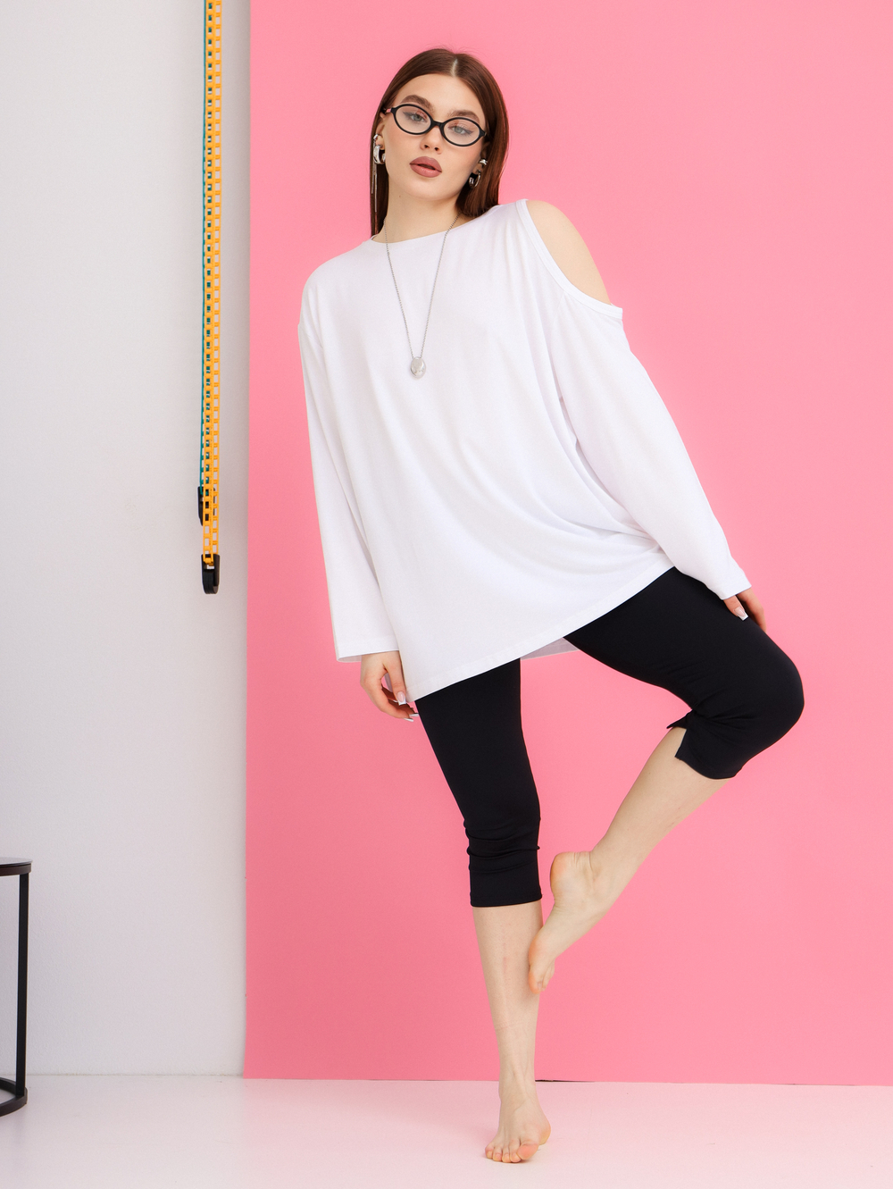 Лонгслив на одно плечо Вискоза, пломбир