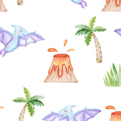 Птеродактили и вулканы на белом