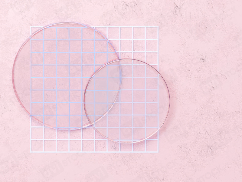 3D Подиум и пьедестал на фоне сетки. Вид сверху.