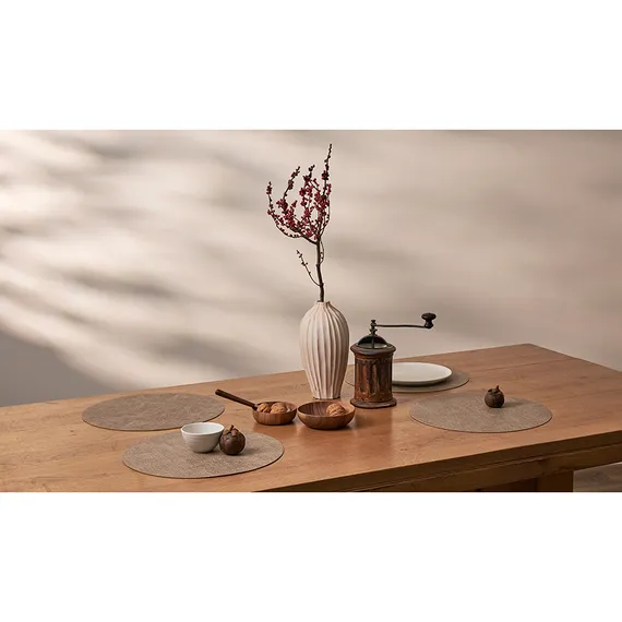 Набор из 4-х сервировочных салфеток leanera, D35 см, песочные