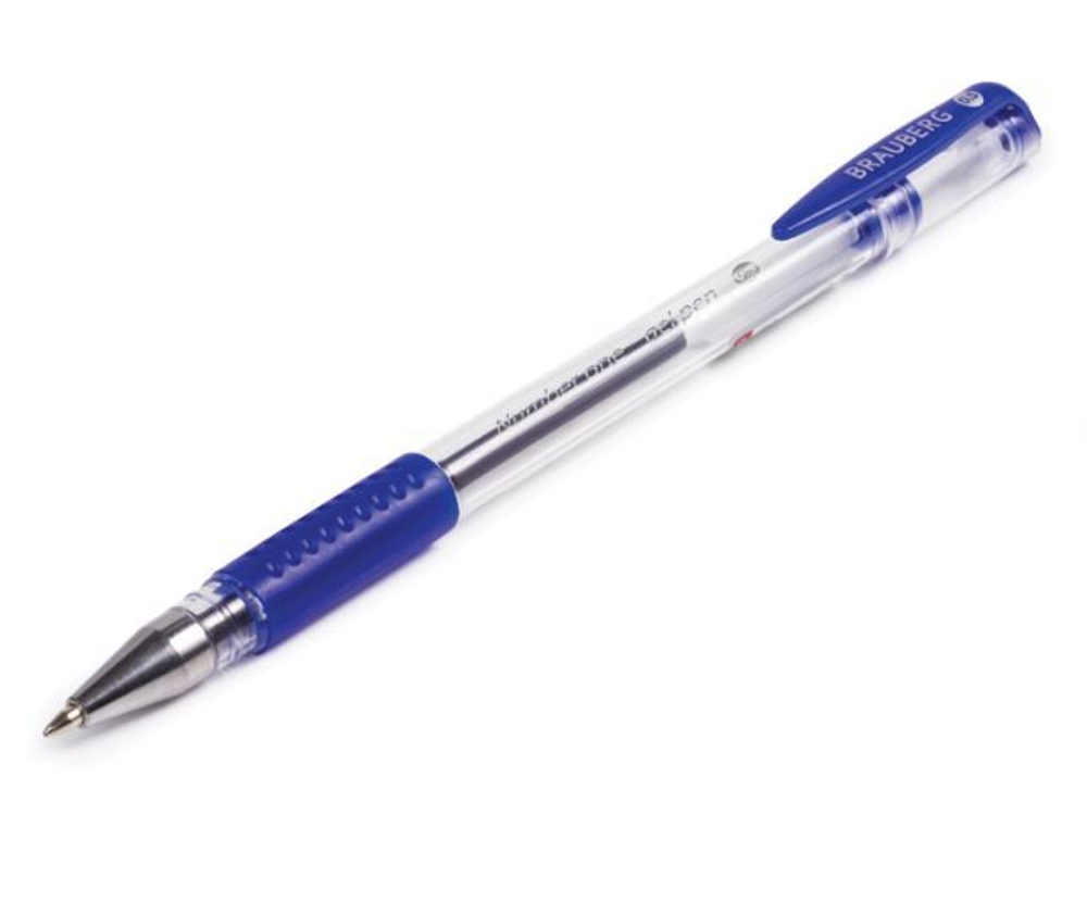 Ручка гелевая с грипом BRAUBERG "Number One", СИНЯЯ, (12 шт.) узел 0,5 мм, линия письма 0,35 мм, 141193