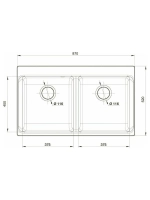 RIVELATO Мойка AXEL 90-2D 2-чаши 870*520мм, монтаж: врезной, материал: кварц, цвет: антрацит