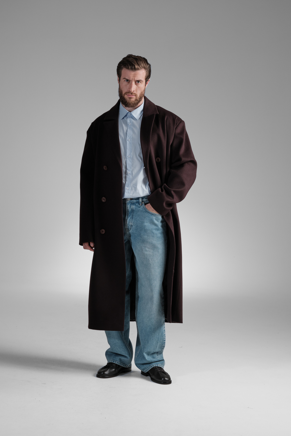 Пальто двубортное | burgundy