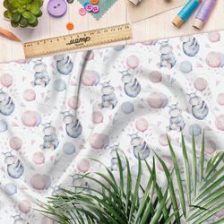 Ткань муслин детские бегемотики