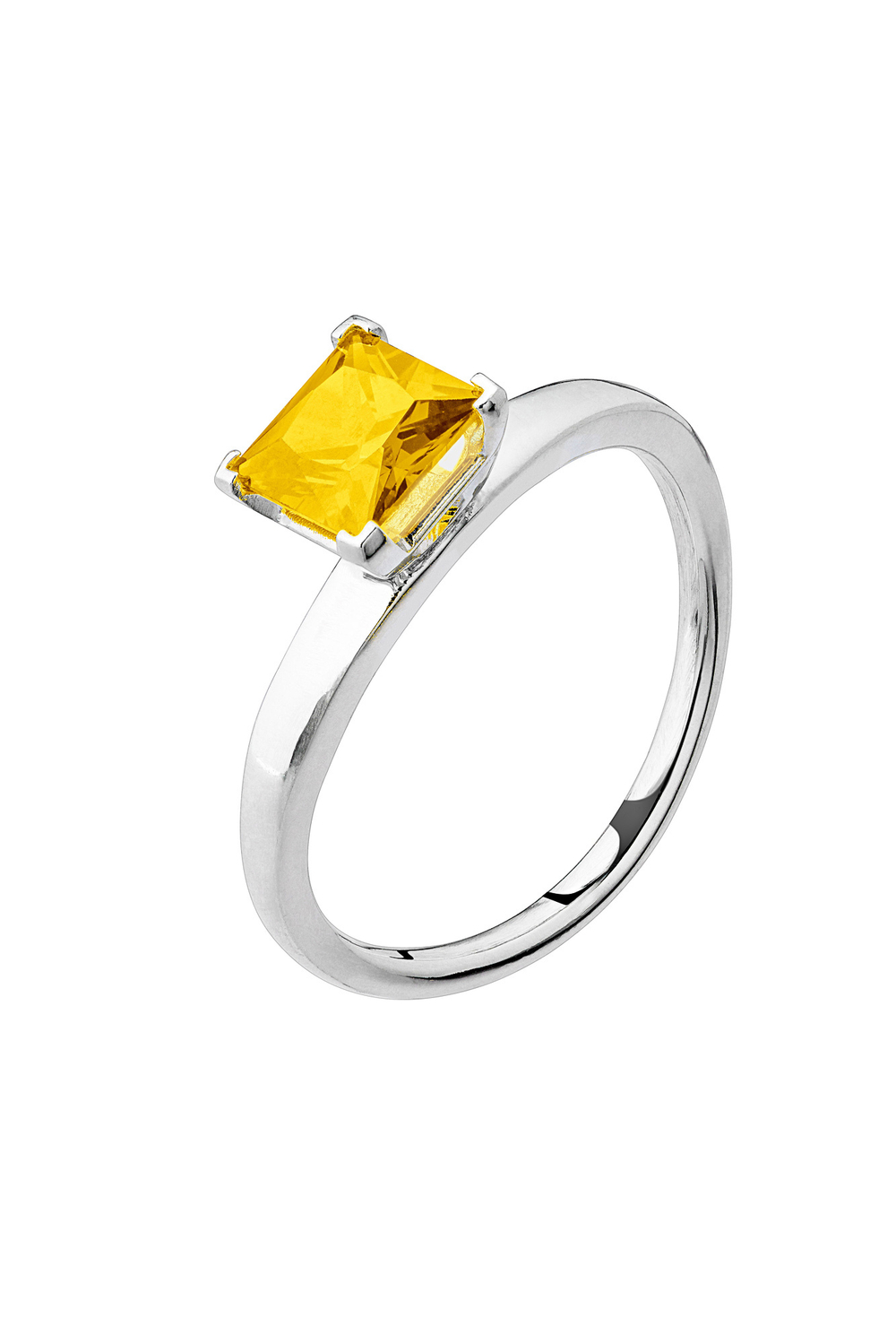 Кольцо из серебра с центральной вставкой из жёлтого фианита