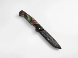 Складной нож "Таежник", ламинированная сталь, рукоять черный граб/орех/зеленый акрил