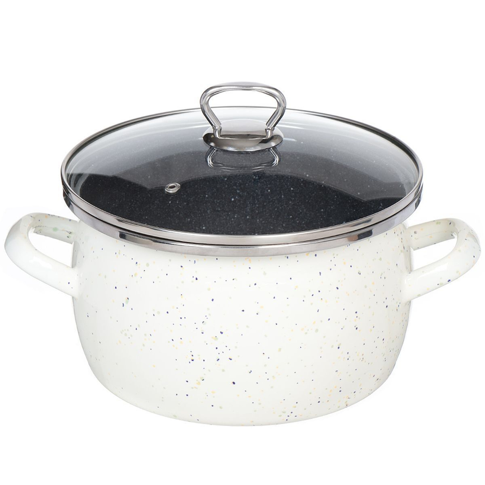 Кастрюля сталь, эмал, 4 л, с крыш, Сантэкс, Гранит цветной, 1-2440111, индукц