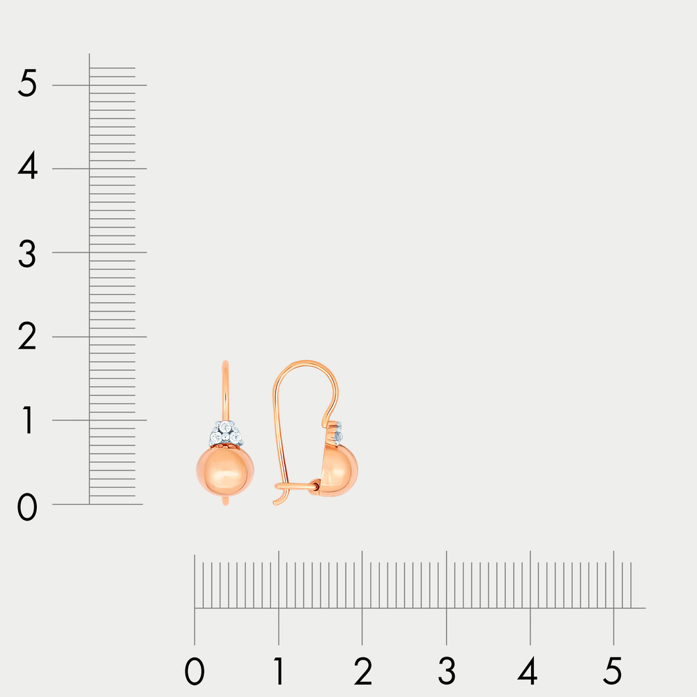 Детские серьги из розового золота 585 пробы со вставкой из фианитов (арт. 1200225)