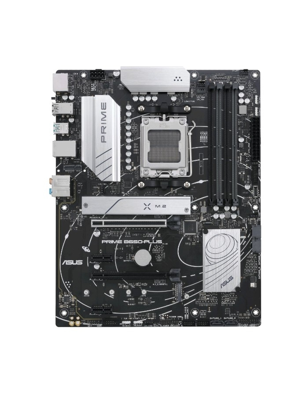 Материнская плата ASUS PRIME B650-PLUS (Socket AM5, ATX, 4xDDR5(128GB), DP / HDMI 2.1, 2xPCIe 4.0x16 / 2xPCIe 4.0, 1xLAN (2.5GbE), 4xSATA 6Gb / s, 2xM.2, 1xM.2 E key, 1xType-C, 5xUSB 3.2, 2xUSB 2.0)