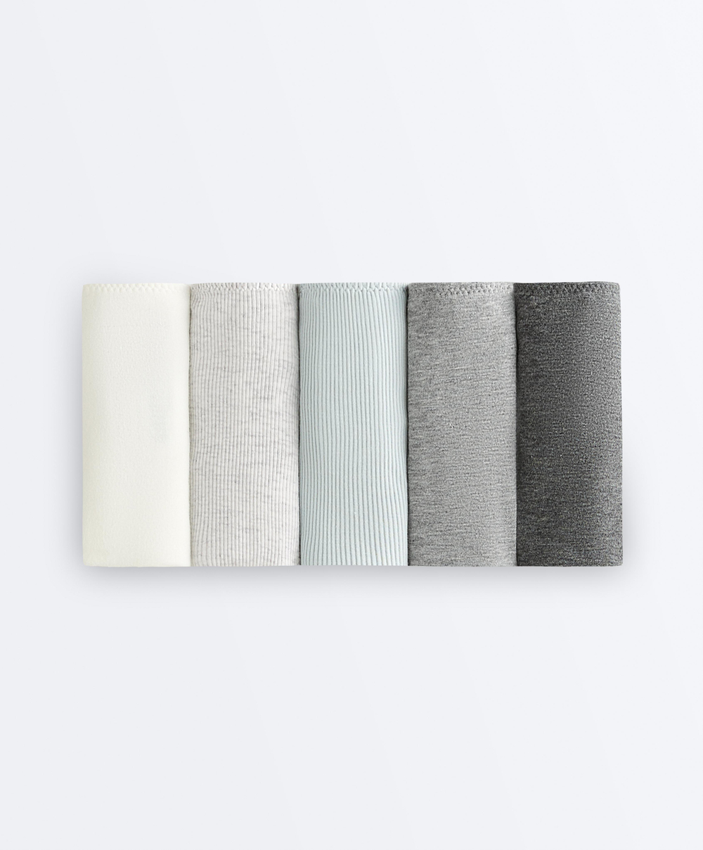 OYSHO Набор из пяти трусиков-бразильских из хлопка, бледно-голубой