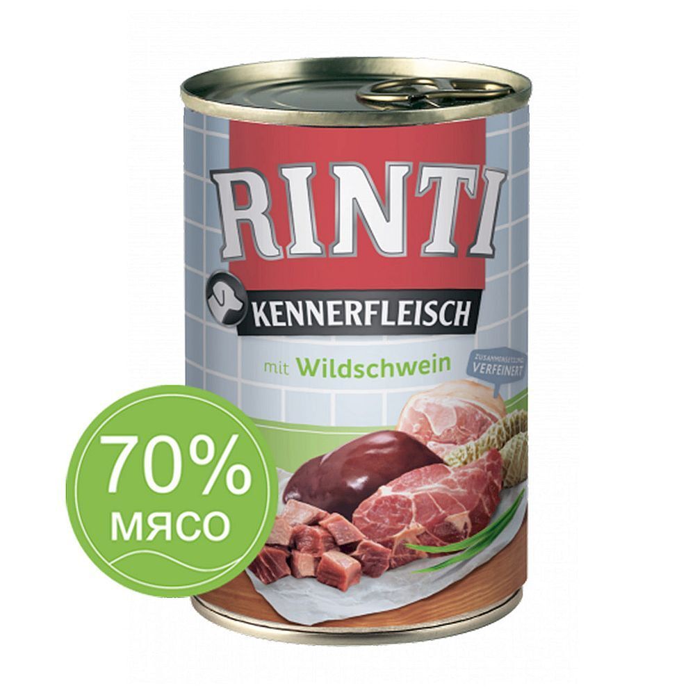 RINTI KENNERFLEISCH mit Wildschwein Дикий кабан 12x0,4 Влажный корм для собак  - 0,4 кг
