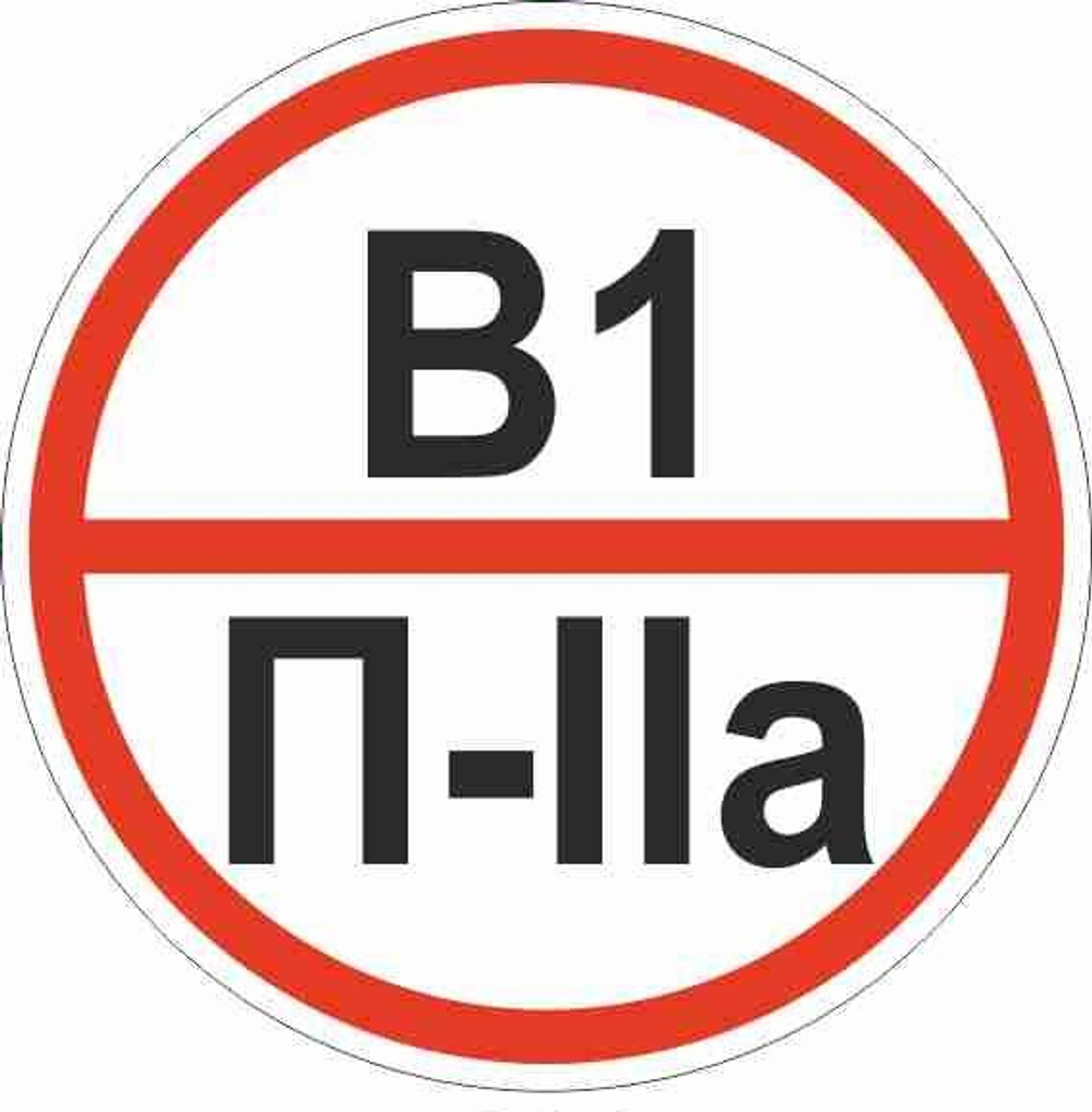 Знак пластик "Категории помещения по взрывопожарной и пожарной опасности В1 П-IIа" (200x200) ГОСТ 12.4.026-2015 EKF PROxima (100.00 шт.)