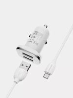 Автомобильная зарядка BOROFONE BZ12 5В-2.4А с кабелем MicroUSB