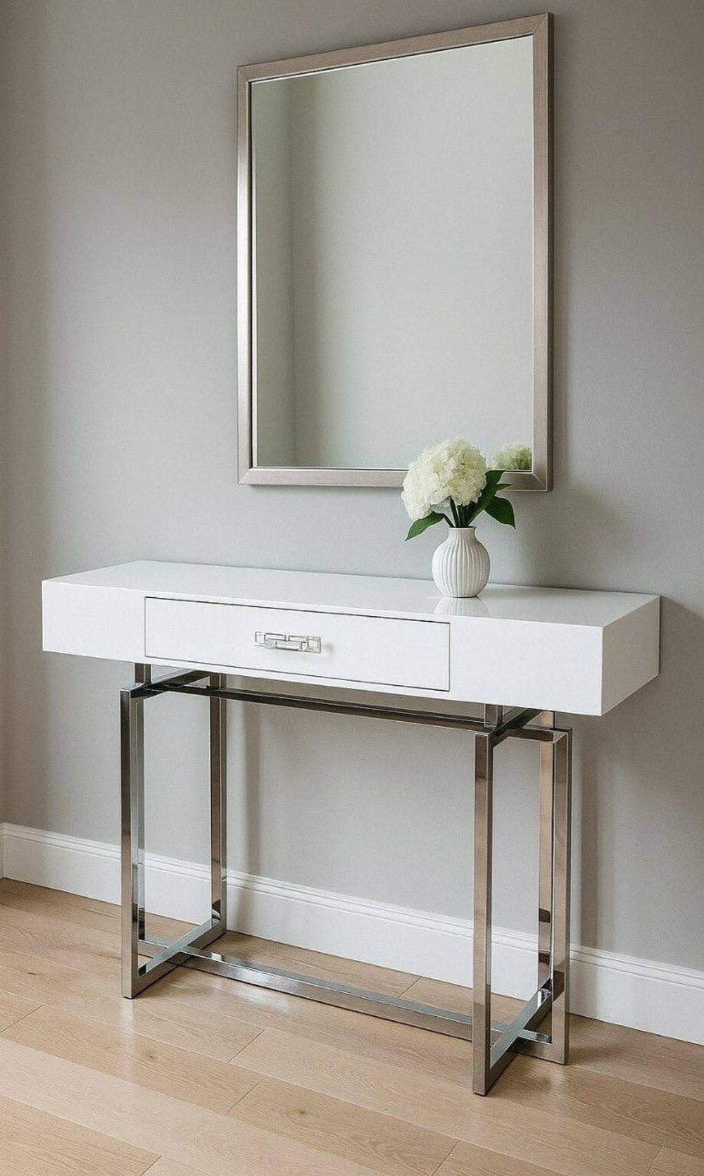 Консоль с ящиком Гарда серебро