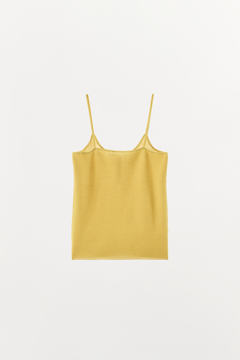 ZARA ТРИКОТАЖНЫЙ ТОП НА БРЕТЕЛЯХ, ЯИЧНО-ЖЕЛТЫЙ