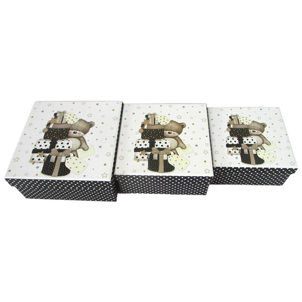 Коробка "Медведь с подарками", Тиснение фольгой 3 - 15,5*15,5*7,5 см