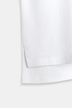 ZARA ФУТБОЛКА В СТИЛЕ РУСТИК С КОРОТКИМИ РУКАВАМИ, БЕЛЫЙ