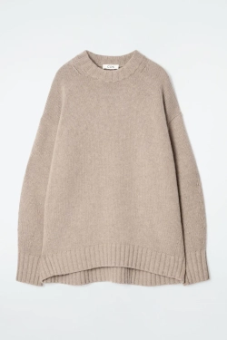 COS КАШЕМИРОВЫЙ СВИТЕР ГРУБОЙ ВЯЗКИ, БЕЖЕВЫЙ