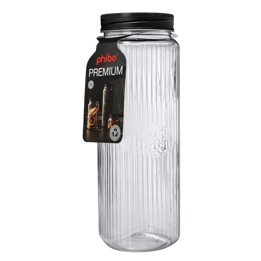 Банка квадратная с рельефом и тиснением premium 2л (черный)