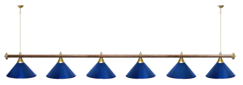 Лампа STARTBILLIARDS 6 пл. (плафоны зеленые,штанга золотая,фурнитура золото)