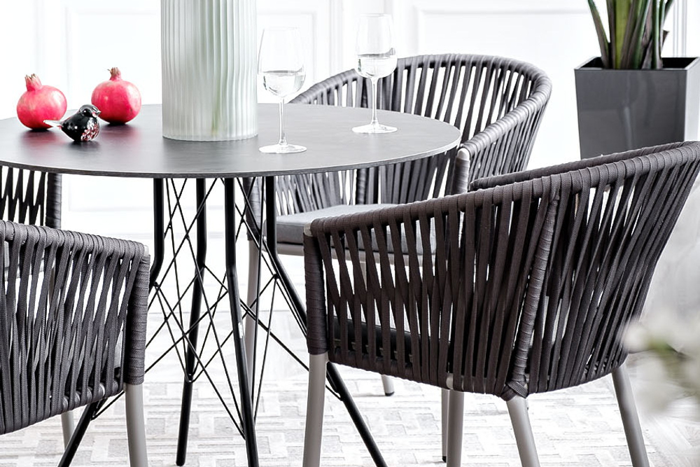 "Конте" интерьерный стол из HPL круглый Ø90см, цвет "серый гранит"