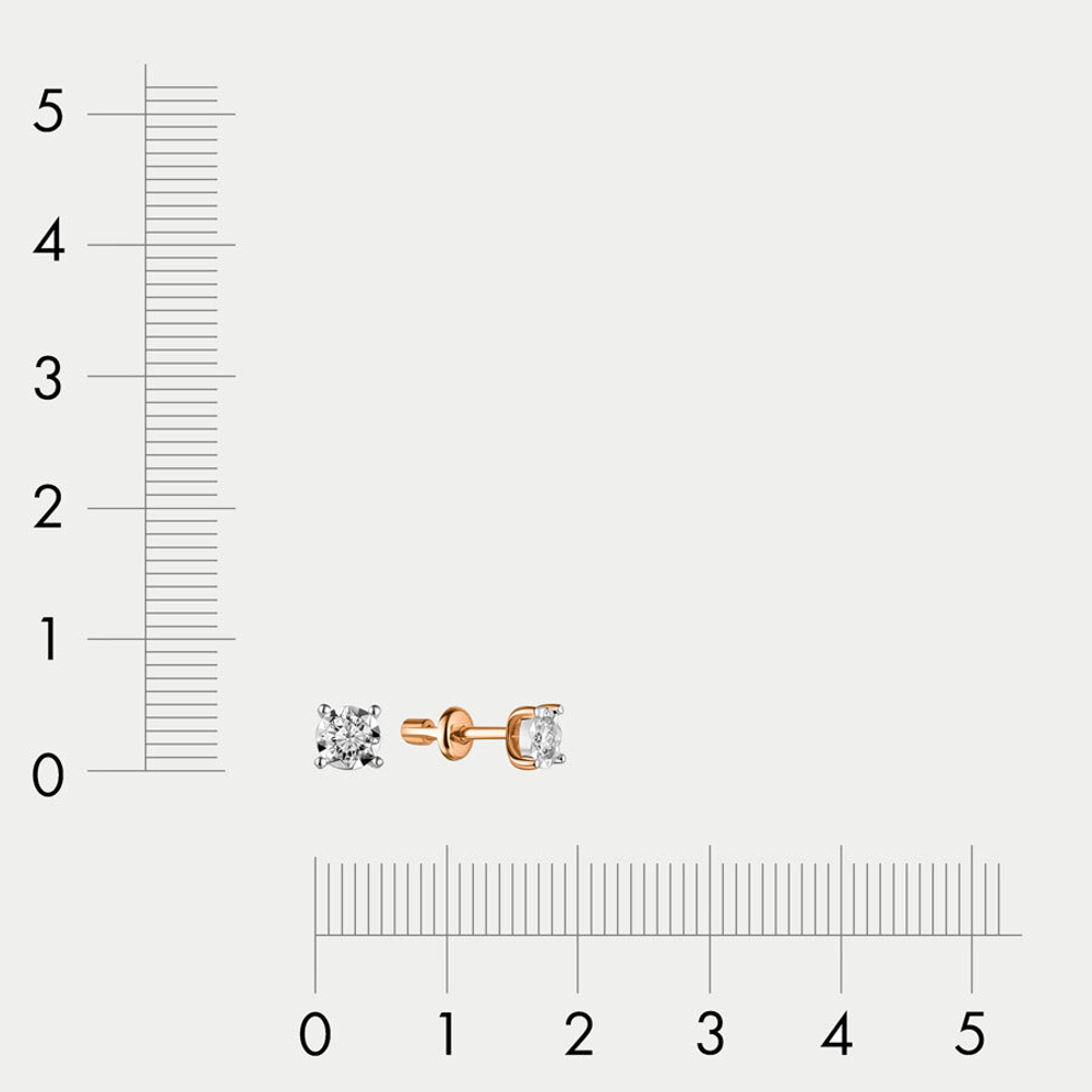 Серьги-пусеты из розового золота 585 пробы для женщин с фианитами (арт. 051016)