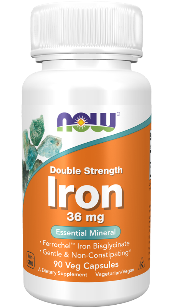 Now Foods Iron 36 mg, Double Strength 90 Veg Capsules | Железо