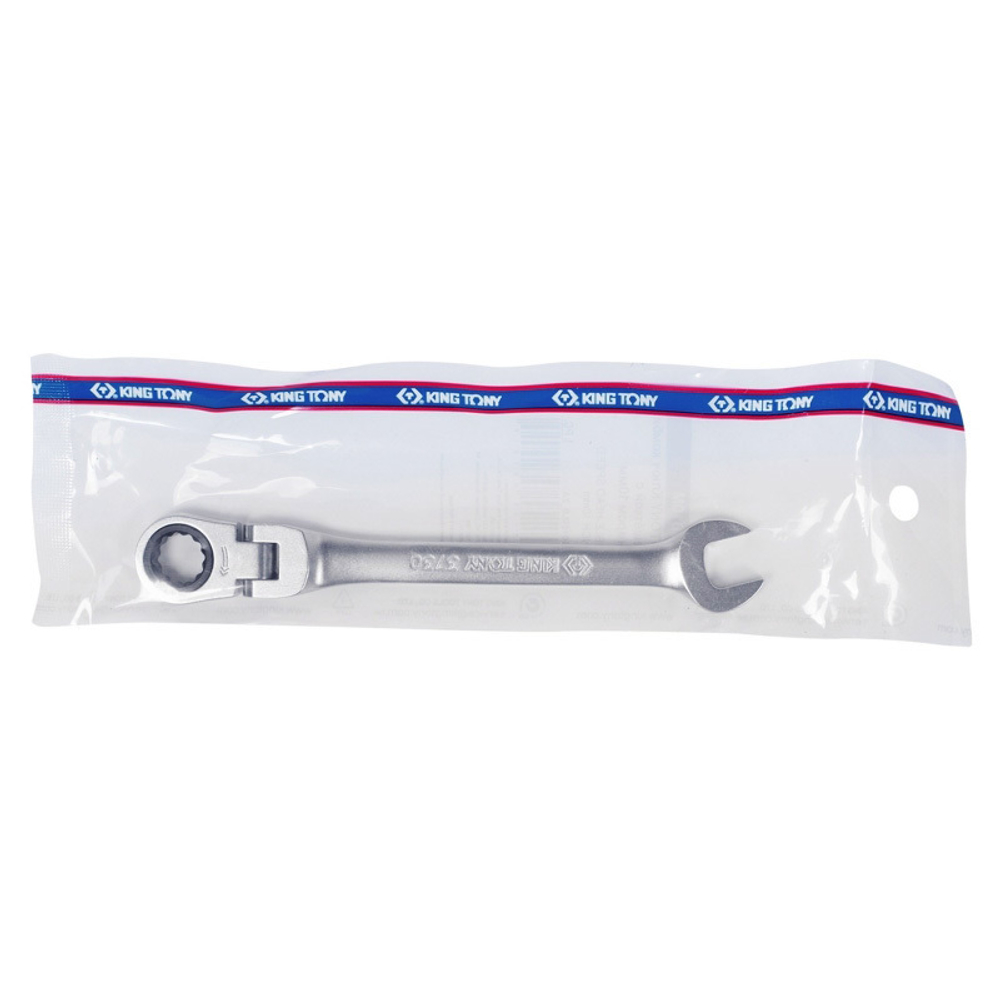 KING TONY (373018M) Ключ трещоточный комбинированный с шарниром 18 мм