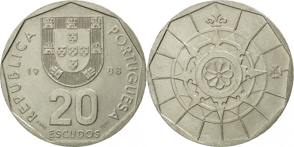 Португалия 20 эскудо, 1988 Компас UNC