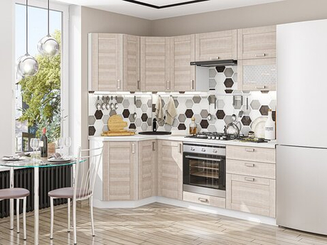 Угловая модульная кухня Лофт-03 Cappuccino Veralinga - Белый 2140*1200/2200*600