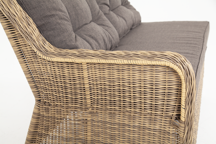 Бергамо, плетеный правый модуль дивана, диван коричневый/соломенный, искусственный ротанг