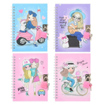 Блокнот детский Basir на замке, формат А6, серия "Модница", переплет 7БЦ, 18*13.5 см, 48 листов, ассорти