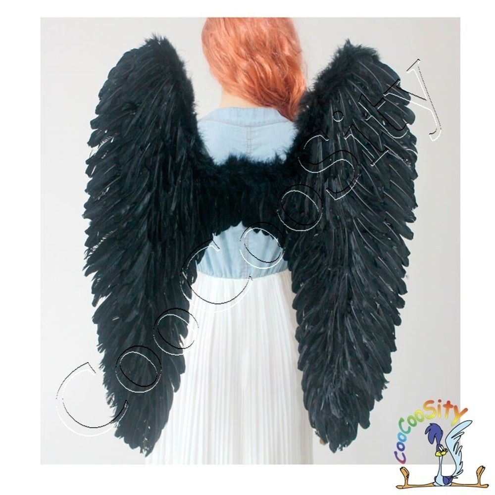 крылья Падший Ангел черные 80х80 см, перо