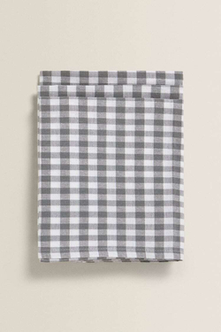 ZARA HOME ХЛОПЧАТОБУМАЖНОЕ ПОЛОТЕНЦЕ В КЛЕТКУ(КОМПЛЕКТ ИЗ 3 ПРЕДМЕТОВ), СЕРЫЙ