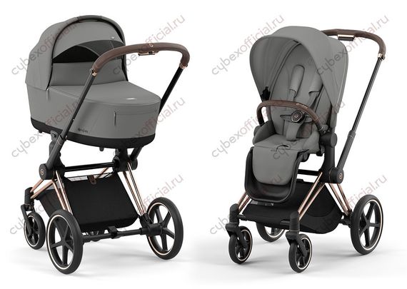 Детская коляска Cybex Priam IV 2 в 1 Mirage Grey шасси Rosegold