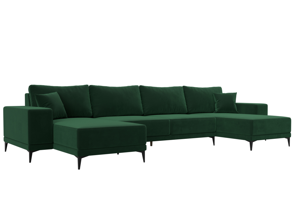 Диван П-образный Льюес, Зеленый, Велюр, 122411