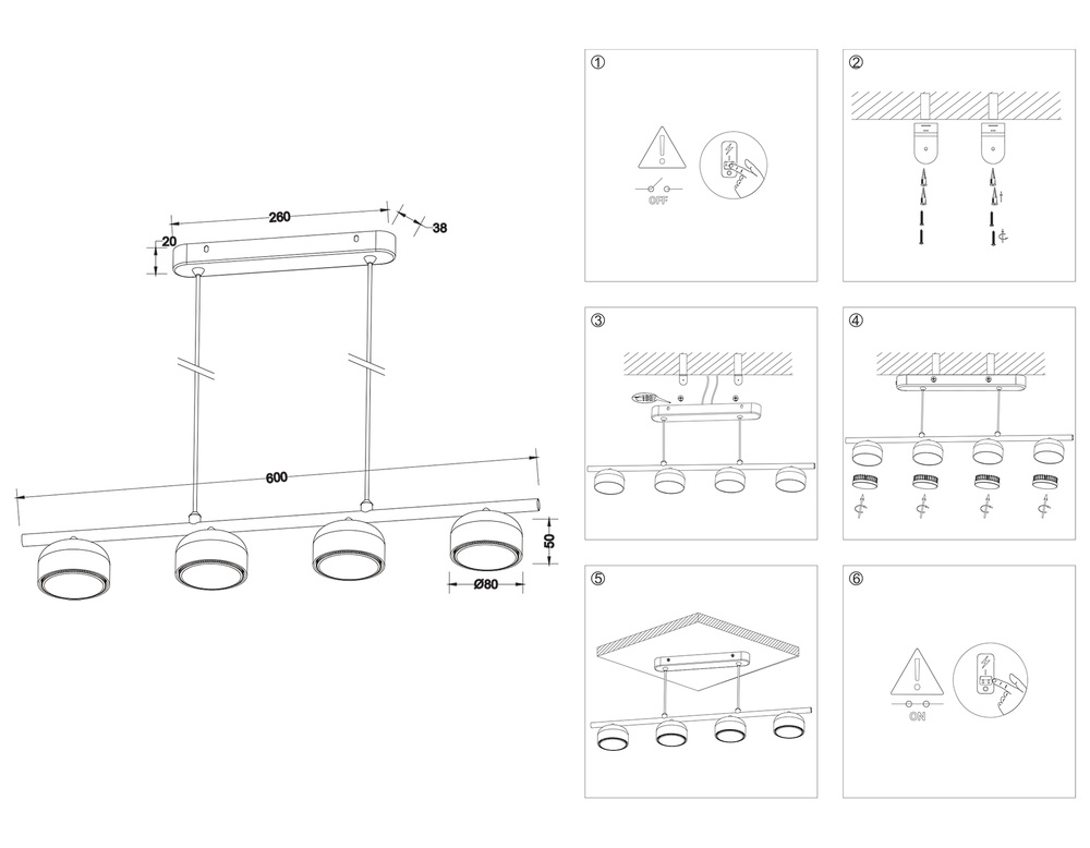 Ambrella Светильник подвесной со сменной лампой GX53 Techno TN71037