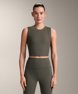 Oysho Топ Comfortlux Rib без рукавов, зеленый