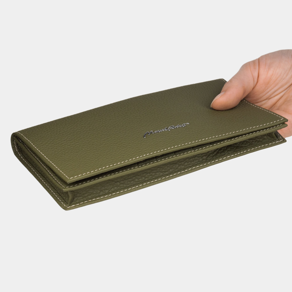 Кожаный длинный кошелек Lingot зеленого цвета