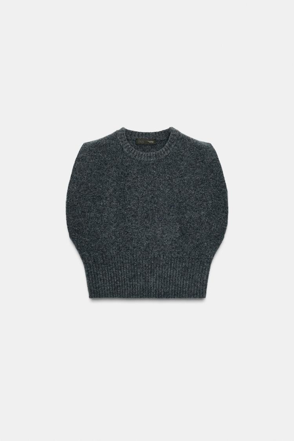 ZARA ШЕРСТЯНОЙ ЖИЛЕТ, СЕРЫЙ/СИНИЙ