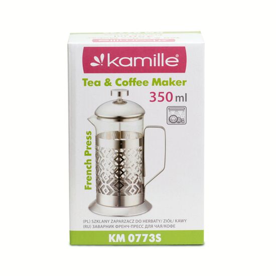 Френч-пресс 350 мл. Kamille KM 0773S нержавеющая сталь, стекло