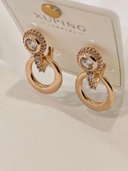 Серьги Xuping «Подвесное кольцо» Gold 18K