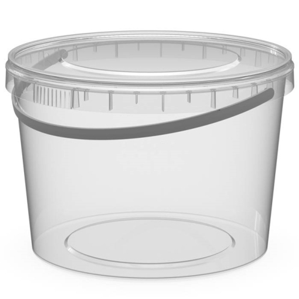 Ведро 2 л прозрачное круглое с крышкой (1/100)
