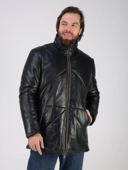 Куртка зимняя кожаная с капюшоном пуховик