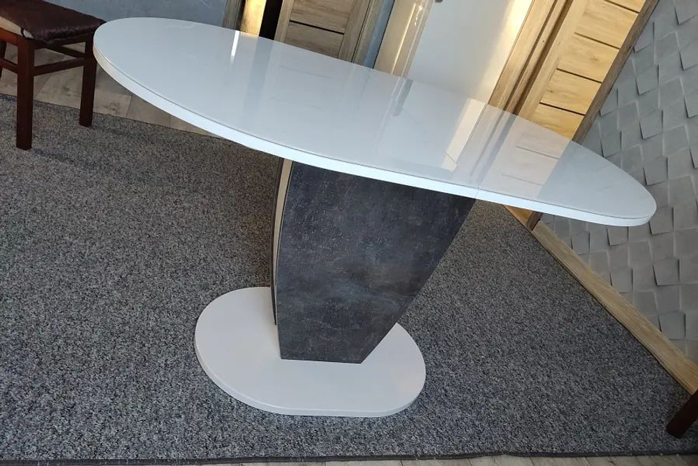 Стол кухонный обеденный раздвижной Белый Глянец/Моод Тёмный, Монреаль Тип 1, 130х80х75 см