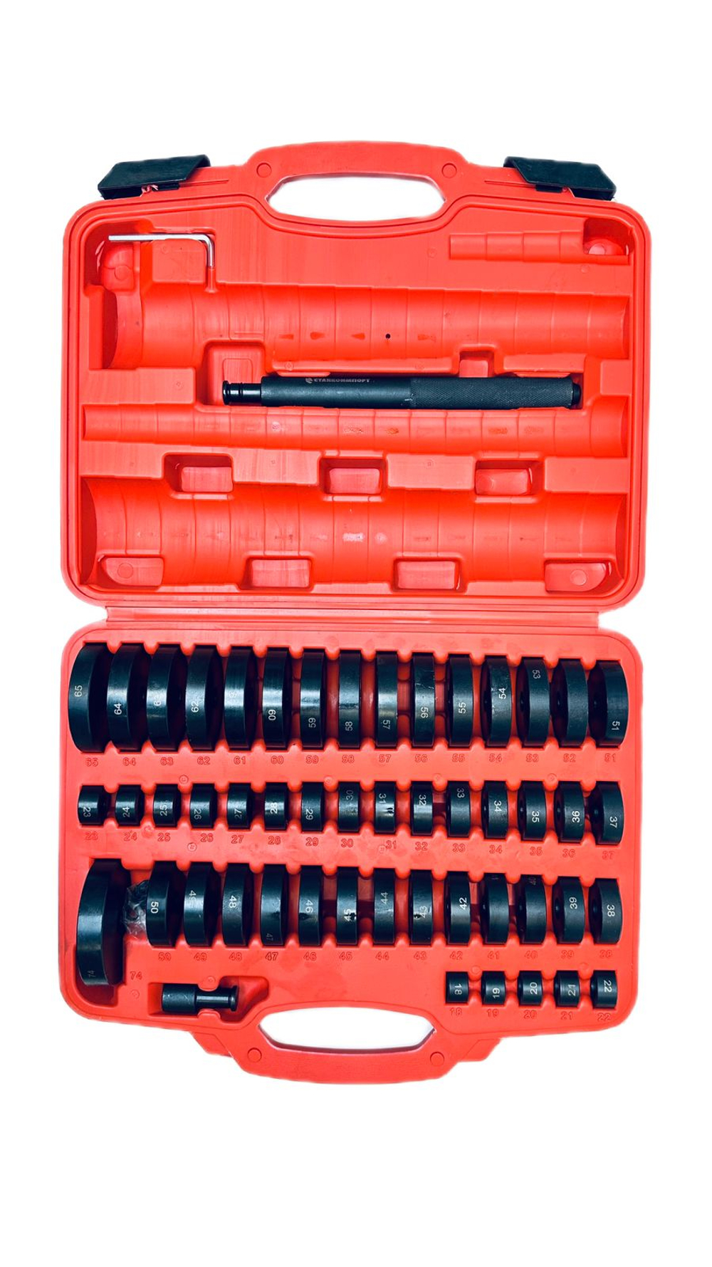 ST7315 Набор оправок для монтажа и демонтажа подшипников, 18-74 мм, 51 предмет